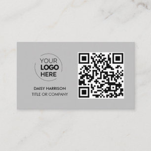 QR Code Business Logo Grey Modern Professional Card