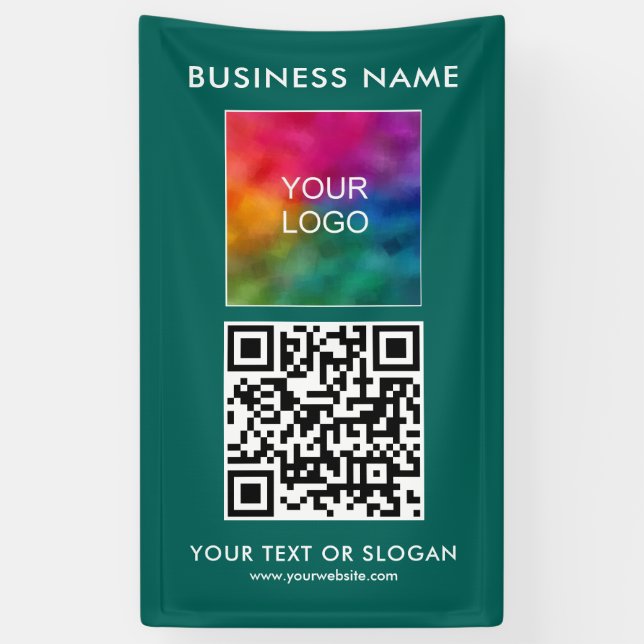 QR Code Business Logo Here Vertical Modern Outdoor Banner (Vertical)