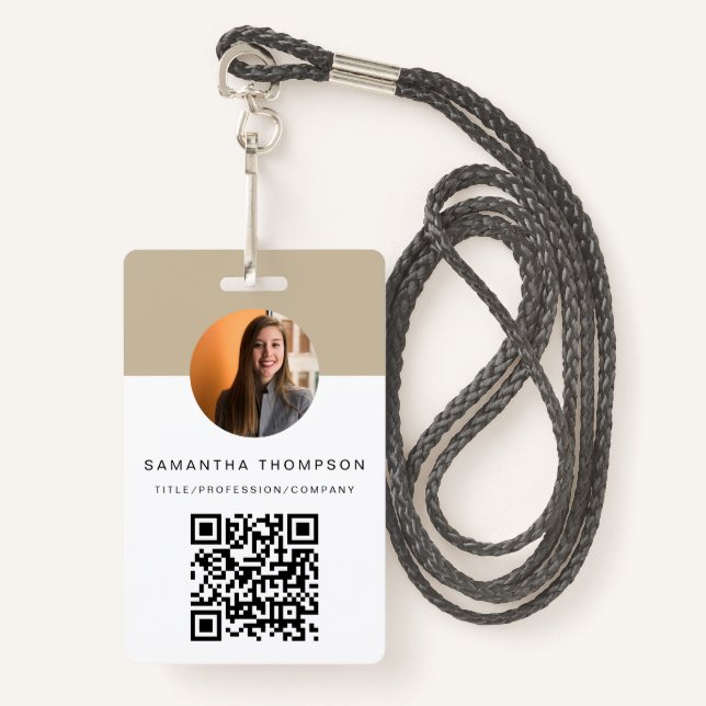 QR Code Business Logo ID Card Business Employee ID Badge (Front with Lanyard)