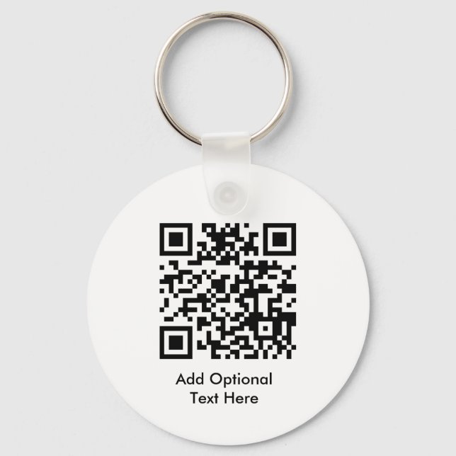 QR Code Business Logo Keychain | Black White (Front)