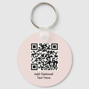 QR Code Business Logo Keychain Blush Pink