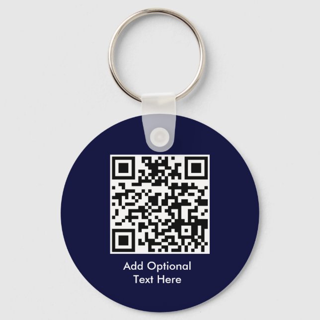 QR Code Business Logo Keychain | Navy Blue (Front)