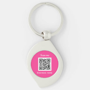 QR Code Business Logo Magenta Hot Pink Girly Key Ring