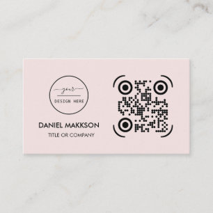 QR Code Business Logo Modern Blush Pink Business Card