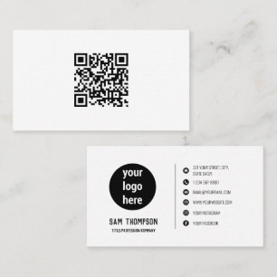 QR Code Business Logo Modern Minimal Business Card