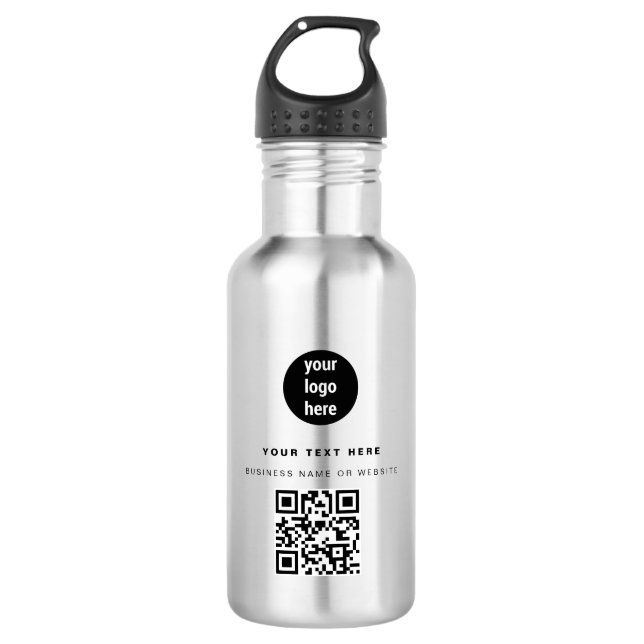 QR Code Business Logo Modern Minimalist  532 Ml Water Bottle (Front)