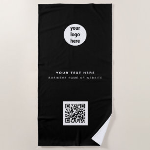 QR Code Business Logo Modern Minimalist  Beach Towel