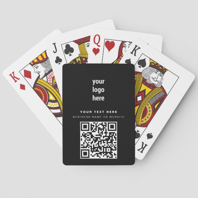QR Code Business Logo Modern Minimalist Black Playing Cards (Back)