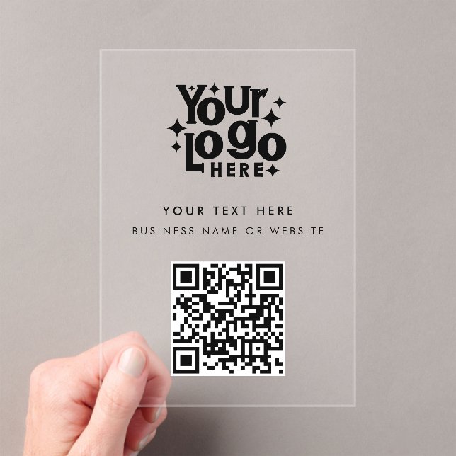QR Code Business Logo Modern Minimalist Branded Acrylic Invitations (Insitu (Handheld))