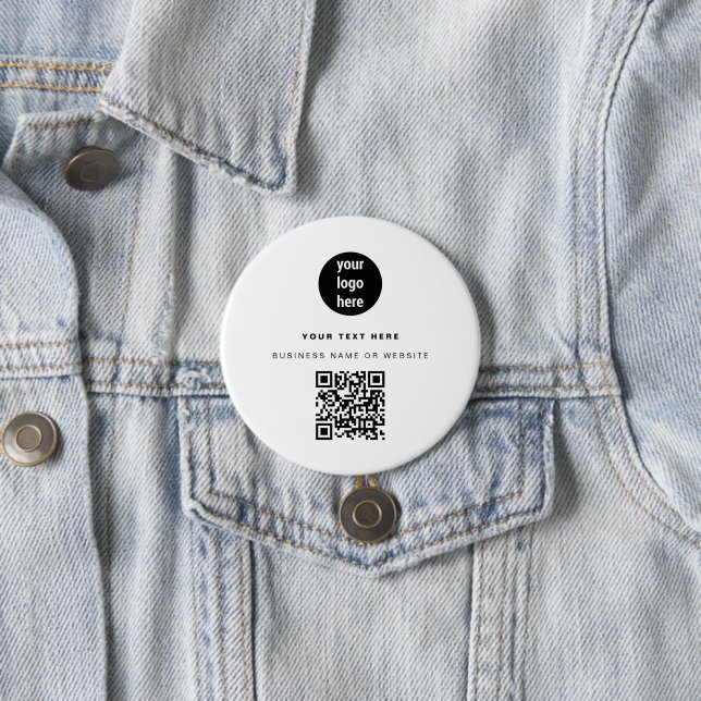 QR Code Business Logo Modern Minimalist Business  7.5 Cm Round Badge (In Situ)