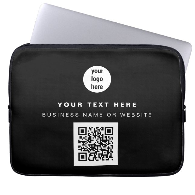 QR Code Business Logo Modern Minimalist Business Laptop Sleeve (Front)