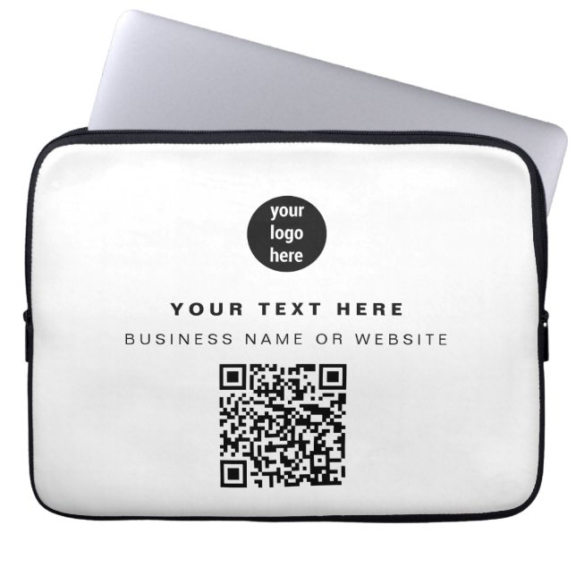 QR Code Business Logo Modern Minimalist Business  Laptop Sleeve (Front)