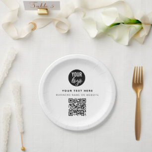 QR Code Business Logo Modern Minimalist Business  Paper Plate