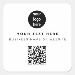 QR Code Business Logo Modern Minimalist Business  Square Sticker