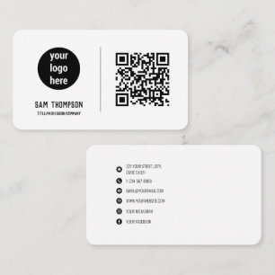 QR Code Business Logo Modern Minimalist Card