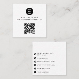 QR Code Business Logo Modern Minimalist Square Business Card