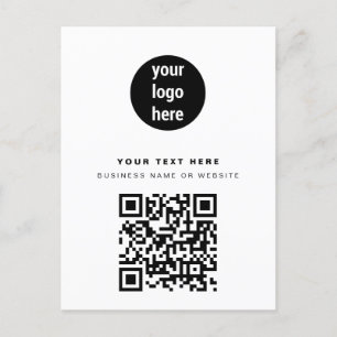 QR Code Business Logo Modern Minimalist White Holiday Postcard