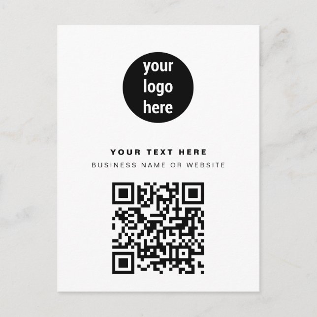 QR Code Business Logo Modern Minimalist White  Holiday Postcard (Front)