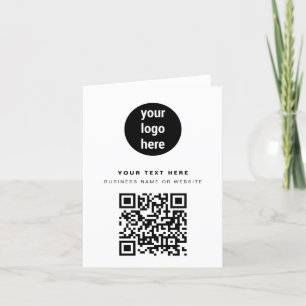 QR Code Business Logo Modern Minimalist White  Thank You Card
