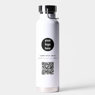 QR Code Business Logo Modern Minimalist White Water Bottle