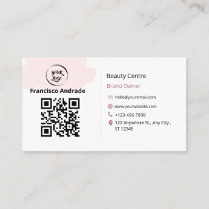 QR Code Business Logo Modern Pink Business Cards