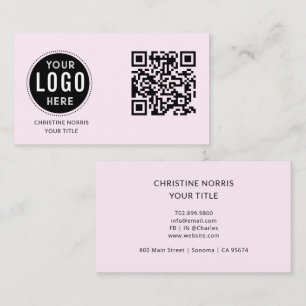 QR Code Business Logo Modern Pink Card