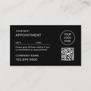 QR Code Business Logo Modern Professional Black Appointment Card