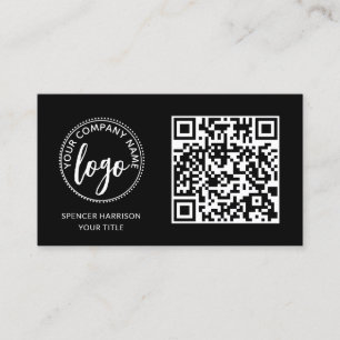 QR Code Business Logo   Modern Professional Black Business Card