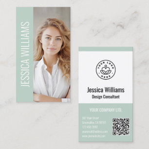 QR Code Business Logo Modern Professional Green Business Card