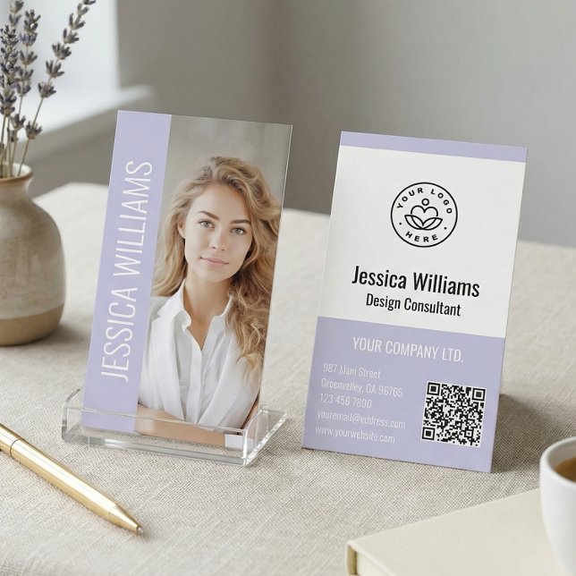 QR Code Business Logo Modern Professional Lavender Card (Creator Uploaded)