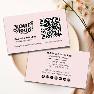 QR Code Business Logo Modern Professional Pink Card