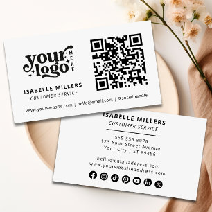 QR Code Business Logo Modern Professional White Card