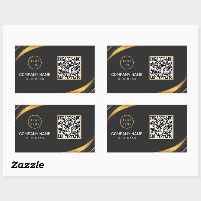 QR Code Business Logo Modern Rectangular Sticker (Sheet)
