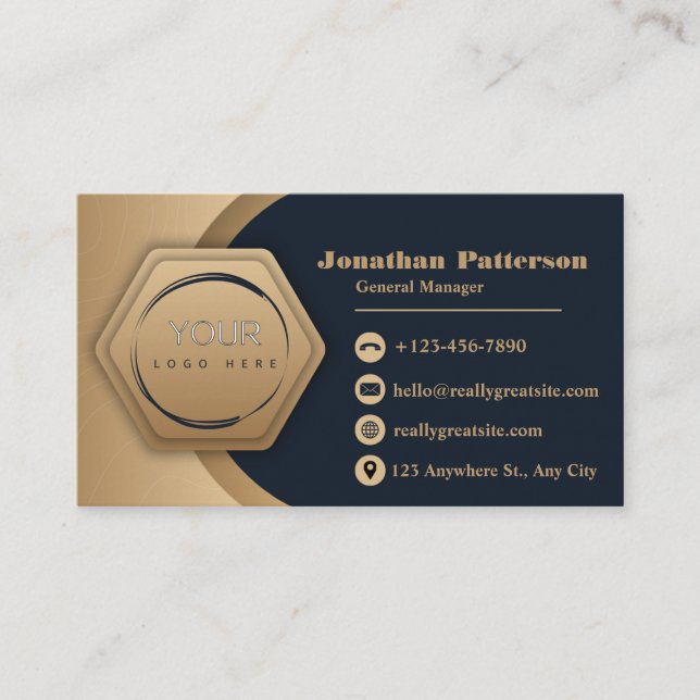 QR Code Business Logo | Navy Modern Professional  Business Card (Front)