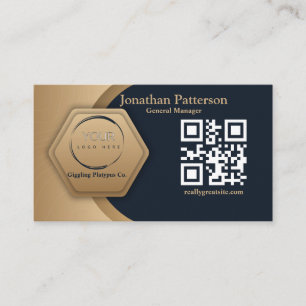 QR Code Business Logo   Navy Modern Professional  Calling Card