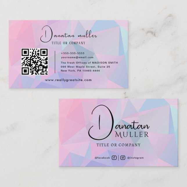 QR Code Business Logo opal stone Card (Front/Back)