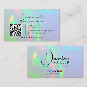 QR Code Business Logo opal stone Card