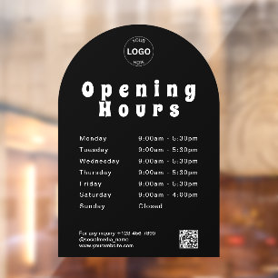 Qr Code Business Logo Opening Times Hours  Window Cling