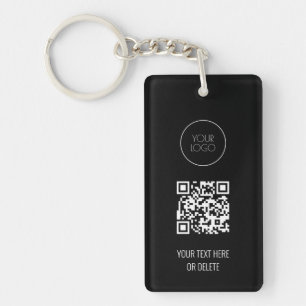 QR Code Business Logo Professional Black and White Key Ring