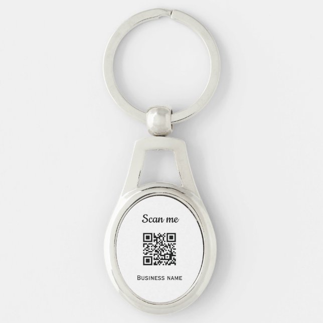 QR Code Business Logo Professional Black Key Ring (Front)