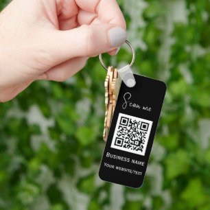 QR Code Business Logo Professional Black Key Ring