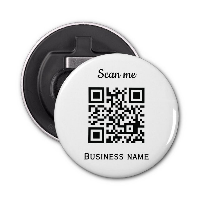 QR Code Business Logo Professional Black Modern Bottle Opener (Front)