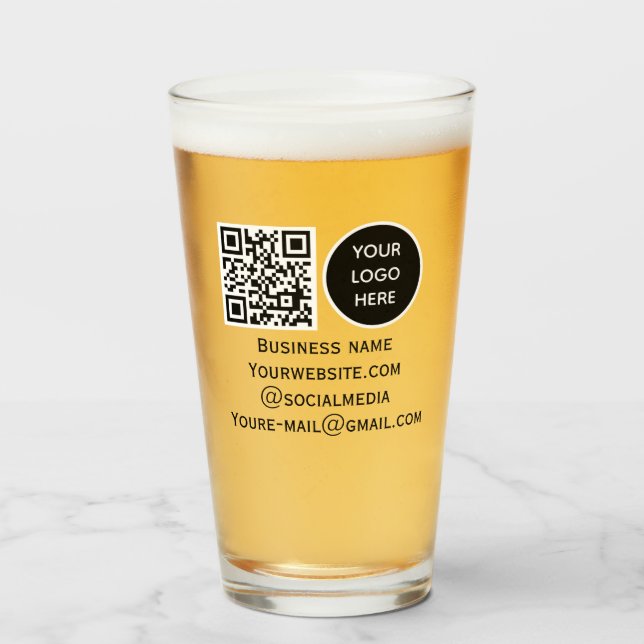 QR Code Business Logo Professional Black Modern Glass (Front Filled)