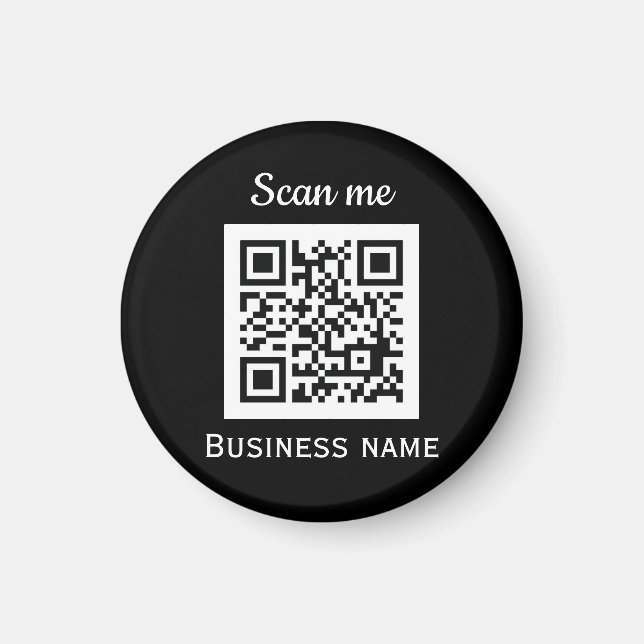 QR Code Business Logo Professional Black Modern Magnet (Front)