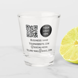 QR Code Business Logo Professional Black Modern Shot Glass