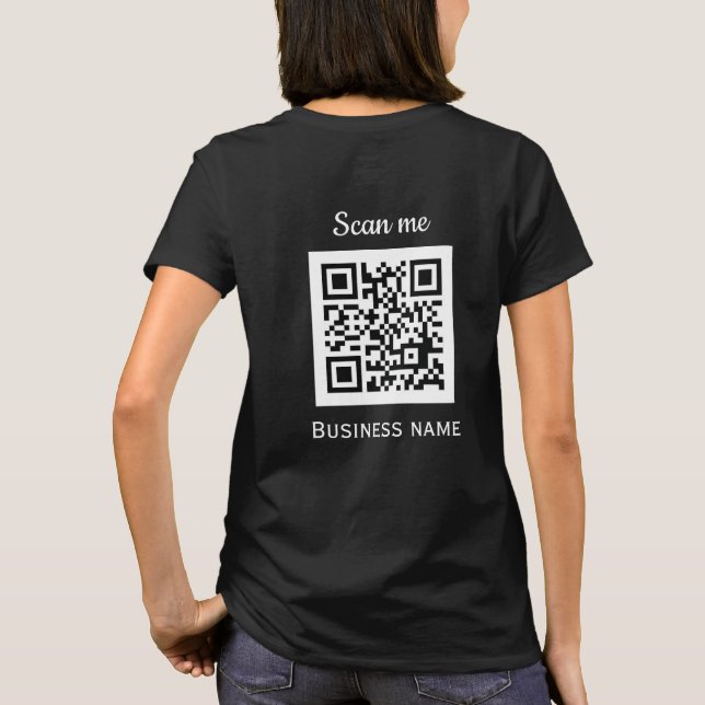 QR Code Business Logo Professional Black Modern T-Shirt (Back)