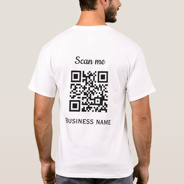 QR Code Business Logo Professional Black Modern T-Shirt (Back)
