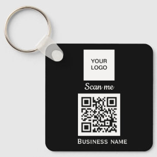 QR Code Business Logo Professional Custom Black  K Key Ring
