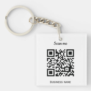 QR Code Business Logo Professional Custom Black Key Ring