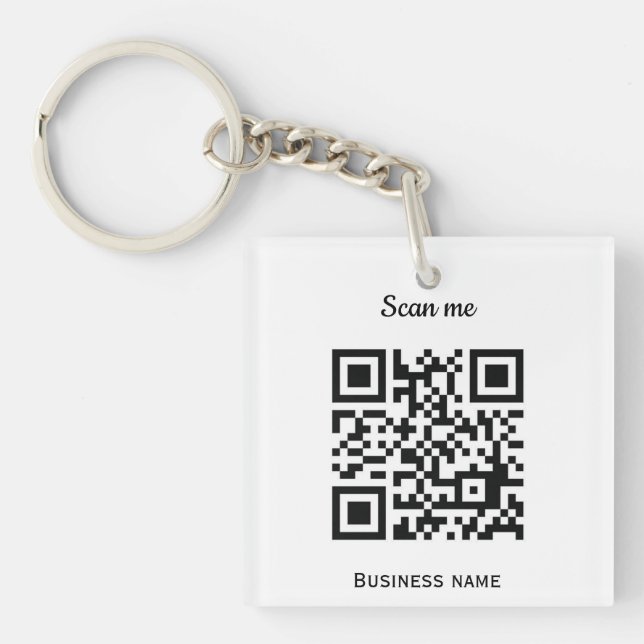 QR Code Business Logo Professional Custom Black  Key Ring (Front)